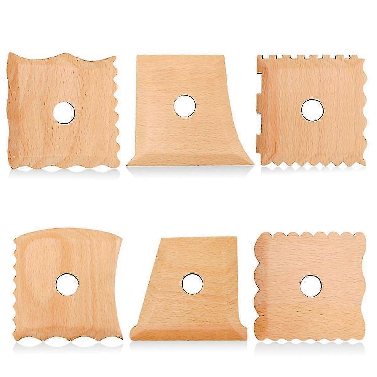 أدوات الفخار سكين هيكل عظمي خشبي فخار قدم تقليم سكين الطين DIY أداة تشكيل الرسم (مجموعة من 6)