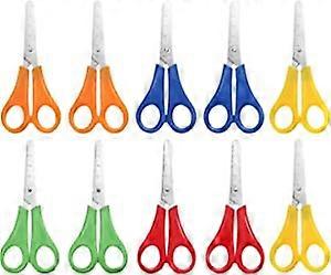 10 Pcs Kids Scissors, Children Blunt tip Safety Scissors Plastic Handle Handmade Scissors Preschool Training Scissors with cm-Scale for Scrapbooking A