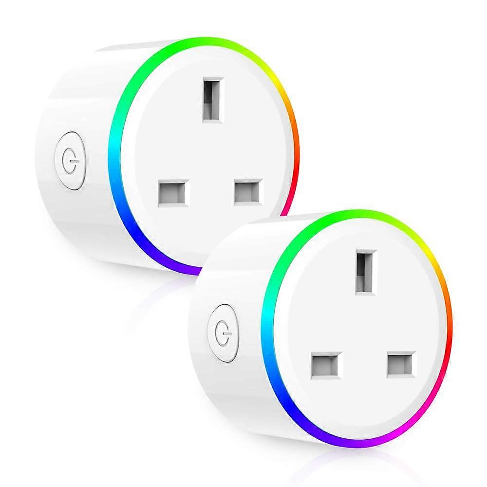 Smart Plug, Mini WiFi Outlet Work with Amazon Alexa/Echo/Google Home 2.4GHz Wireless Smart Socket Remote/Voice Control Light Color Timing Plug Switch,
