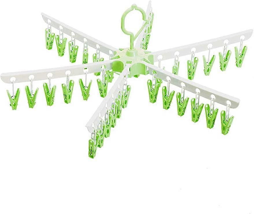 With 36 Clips Plastic Portable Folding Drying Rack (Green)