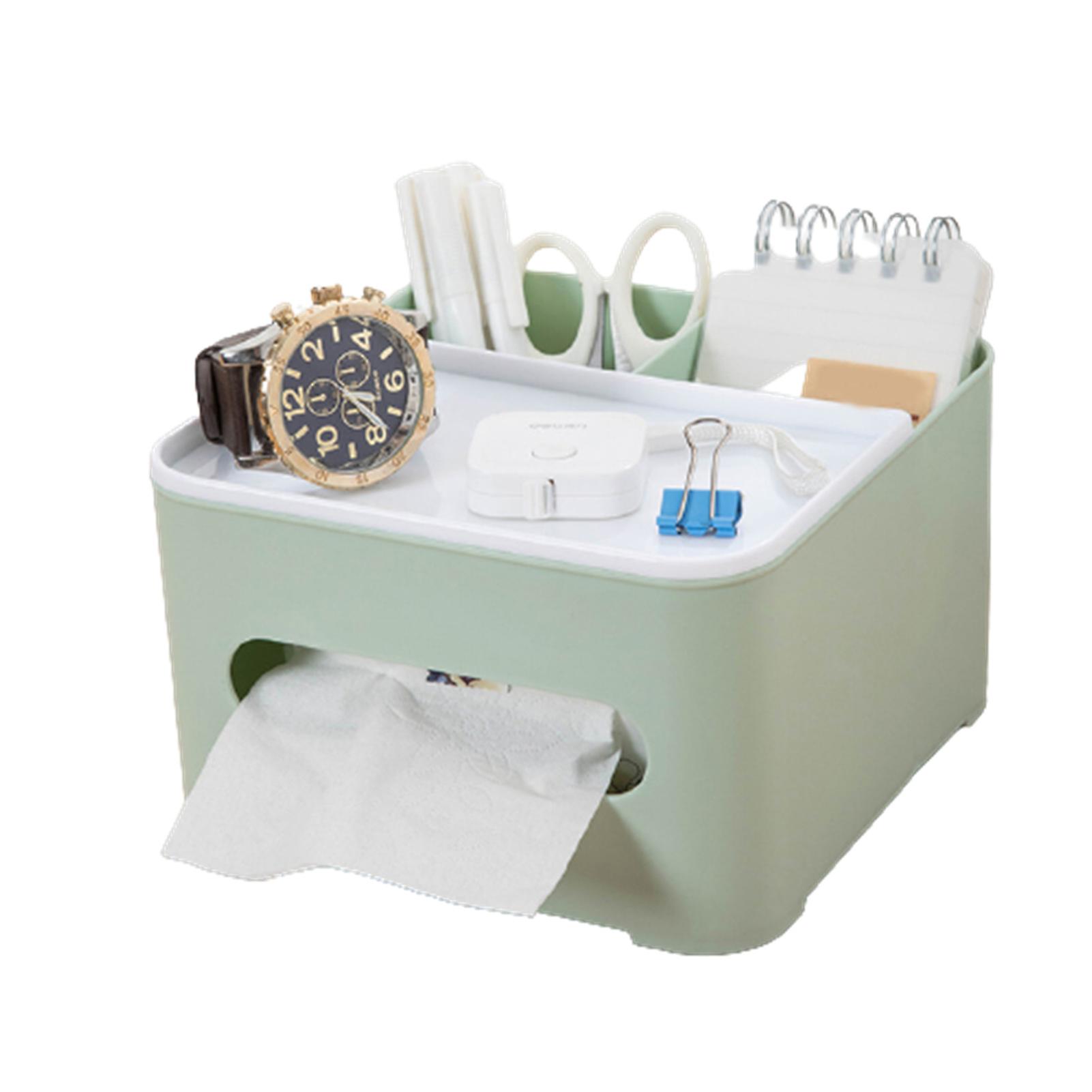 Remote Control Tissue Box With Multi-cells Multifunctional Desktop Remote Stationery Organizer