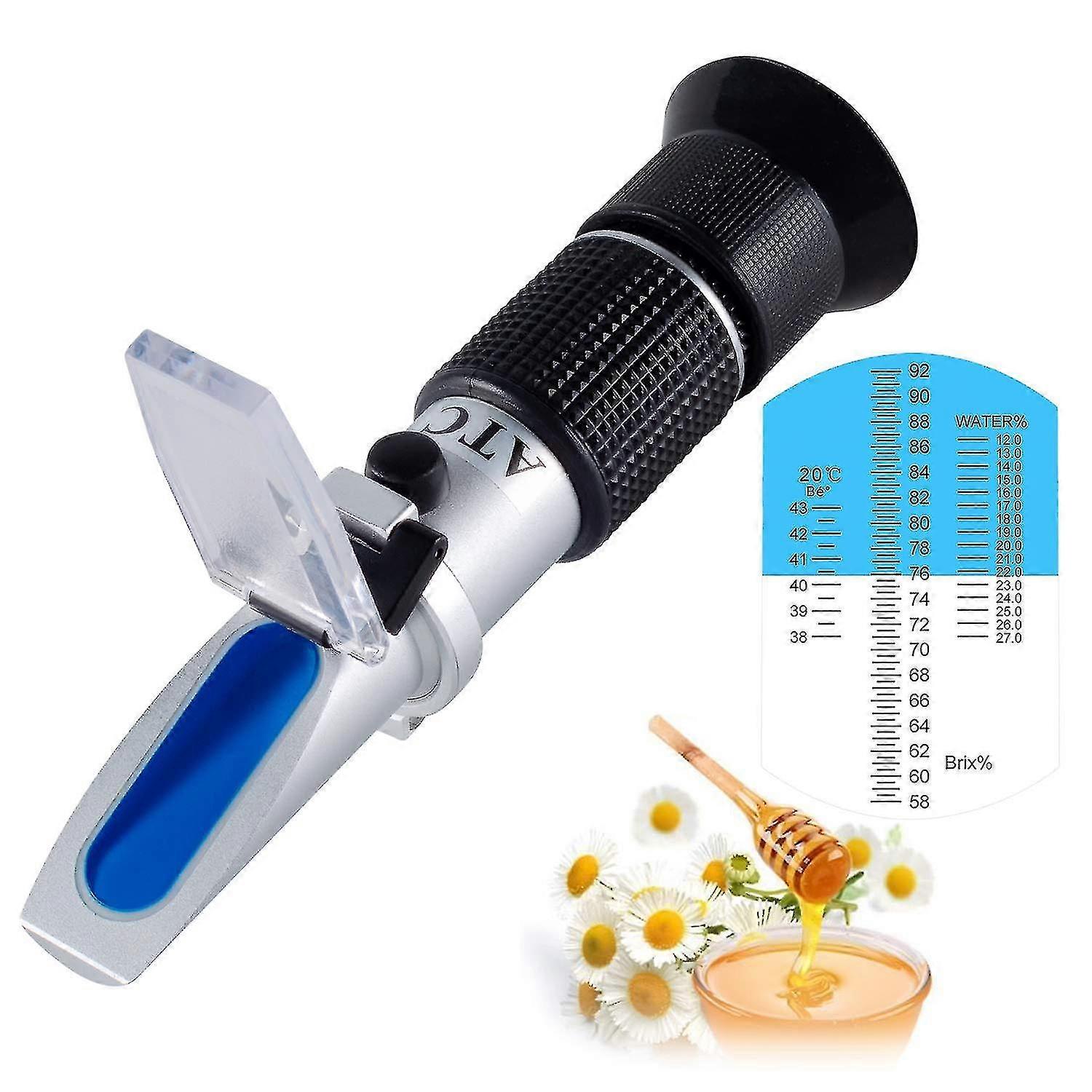 Honey Refractometer with Atc Refractometer for Honey Moisture, Brix, And Baume, 58-90% Brix Scale Range Honey
