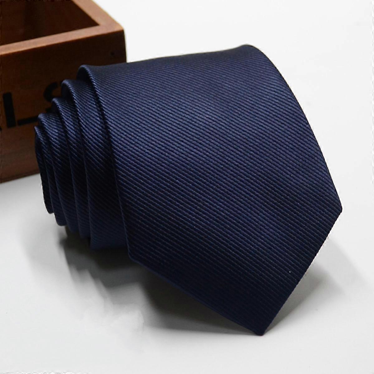 Men's Satin Solid Tie Set Dark Blue