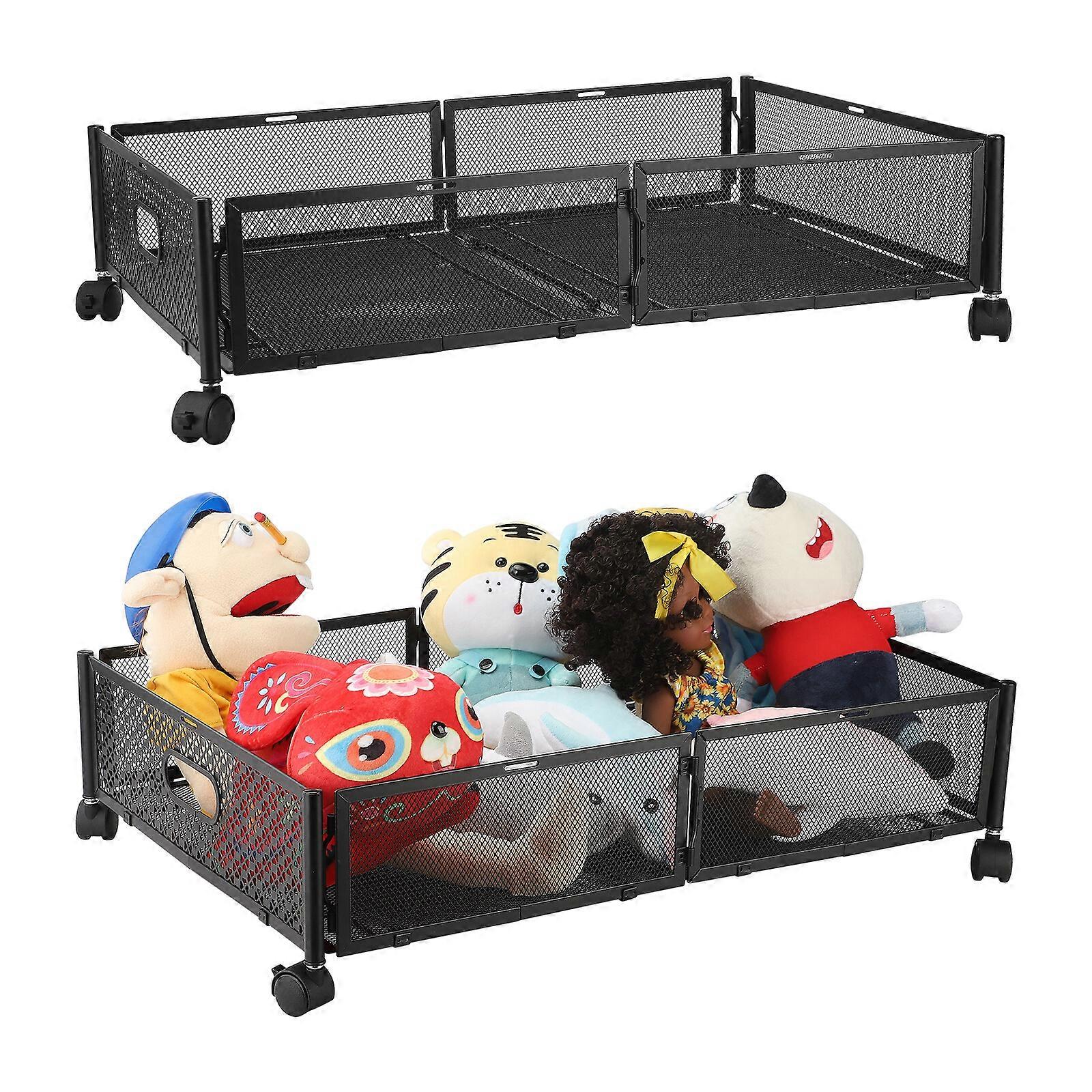 חדש הגיע מתחת לסל אחסון המיטה חדר שינה במלון קיבולת גדולה מעונות שחורים פלדת פחמן 60 x 40 x 15.5 ס"מ 1/2 יחידות גלגלת נעה