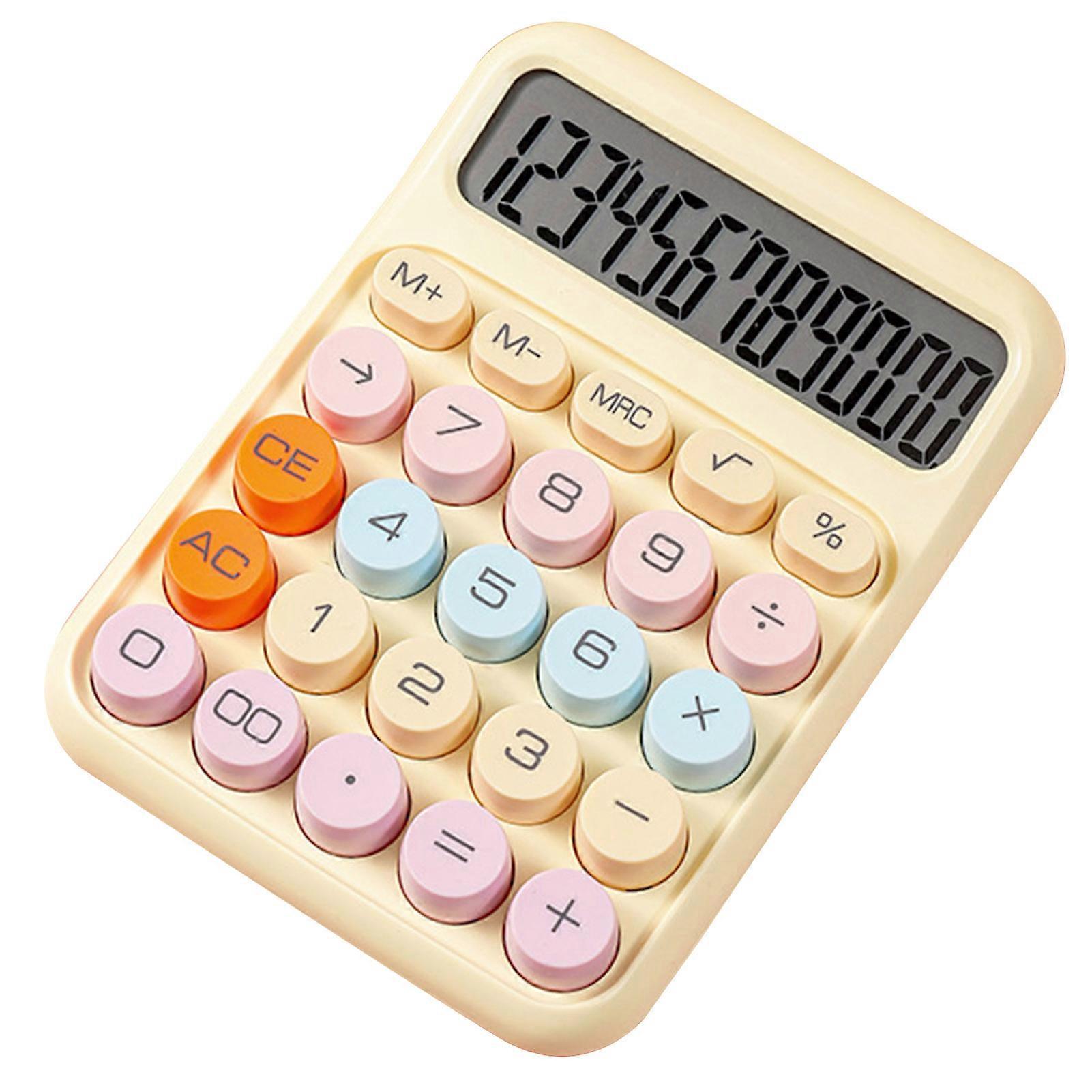 Mechanical Pushbutton Calculator 12 Digit Large LCD Display Big Buttons Easy to Press Compact Size Portable Colorful Calculator QingHai