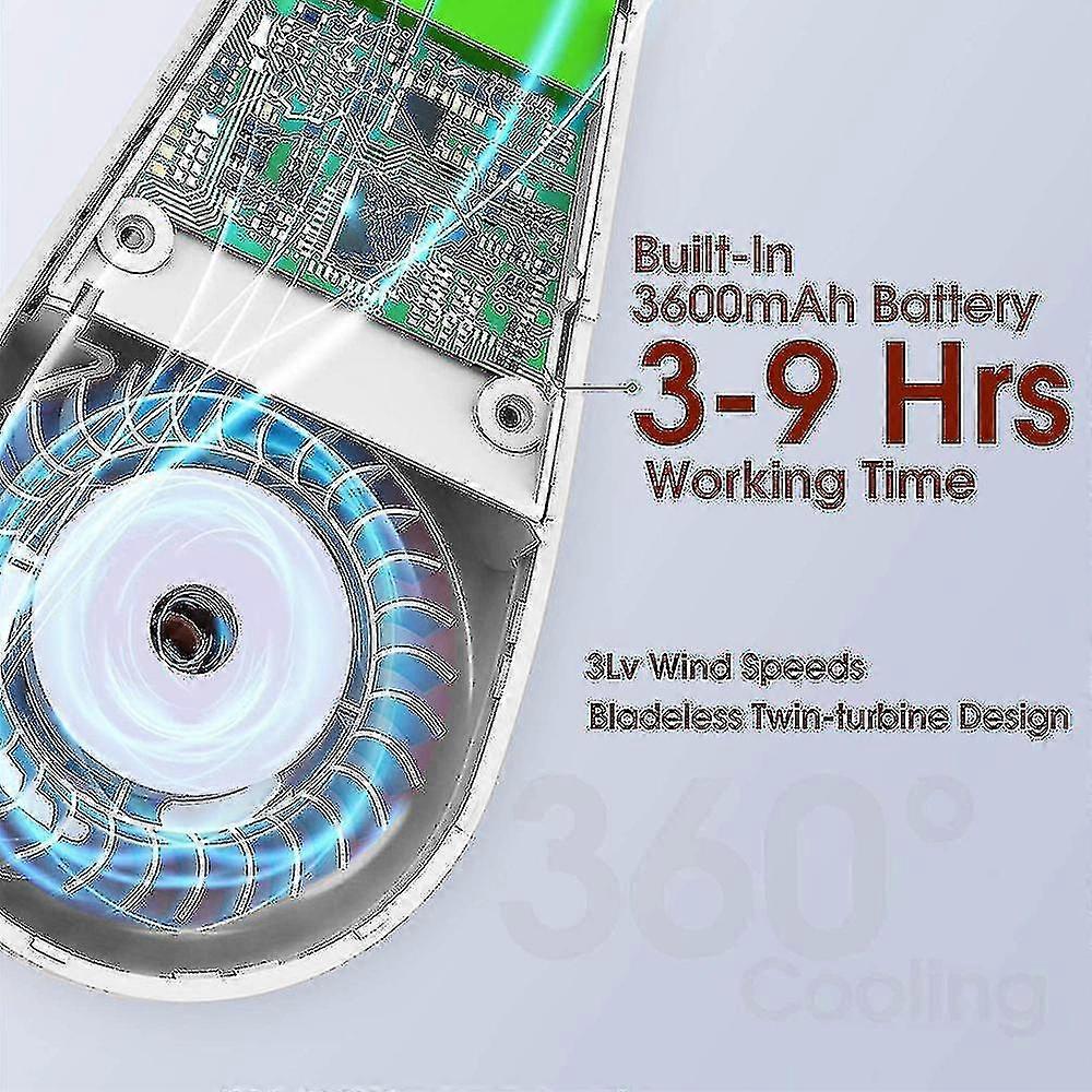 מאוורר צוואר נייד, מאוורר ללא להבים, מאוורר אישי, לבן