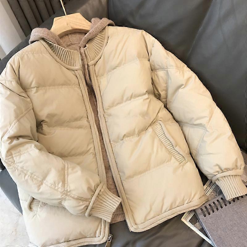 Cotton style knitting side light thin warm bread down padded jacket for women