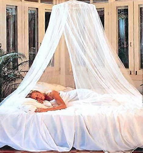 hvit rund seng baldakin myggnetting