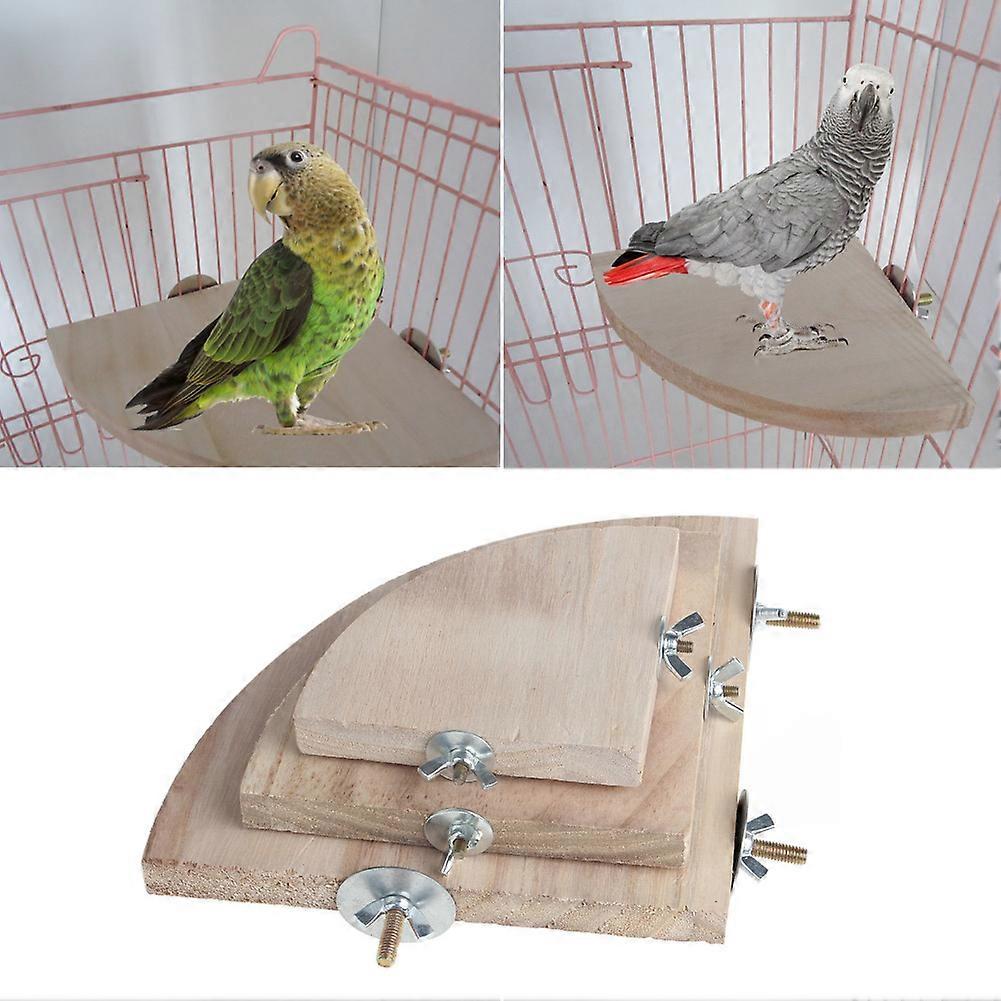 Image showcasing Natural Wood Stand for Hamster Parrot Platform with Metal Built-in ...
