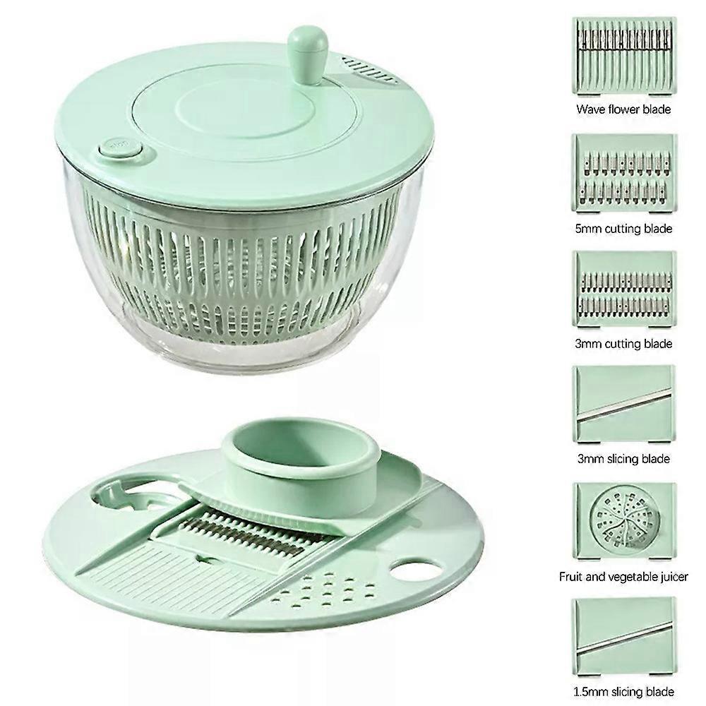 5 In 1 Vegetable Spin Chopper, Salad Spinner with Slicer, Lettuce Spinner Dryer
