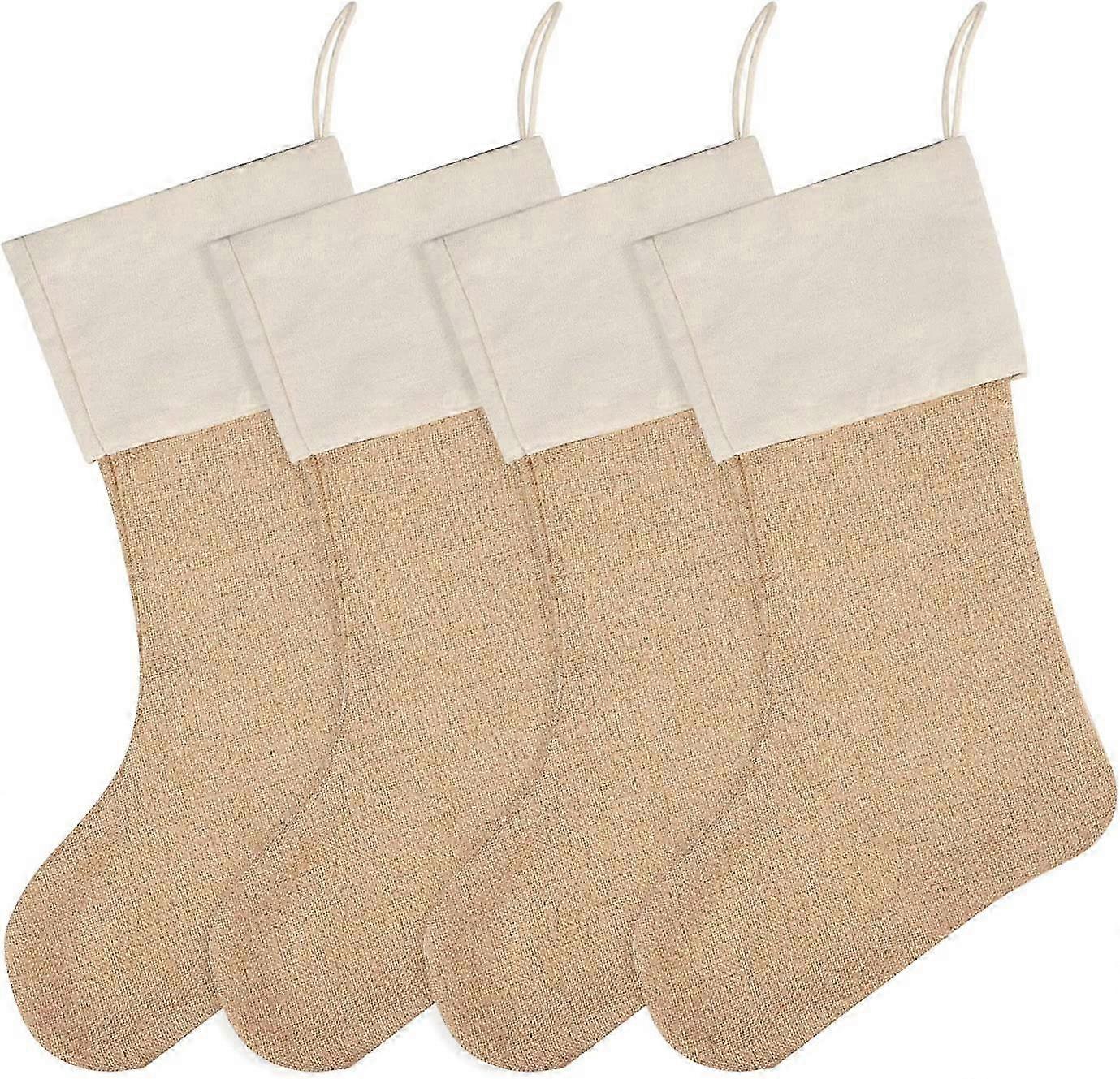 4パック黄麻布クリスマスストッキング暖炉ハンギングストッキングDIY用