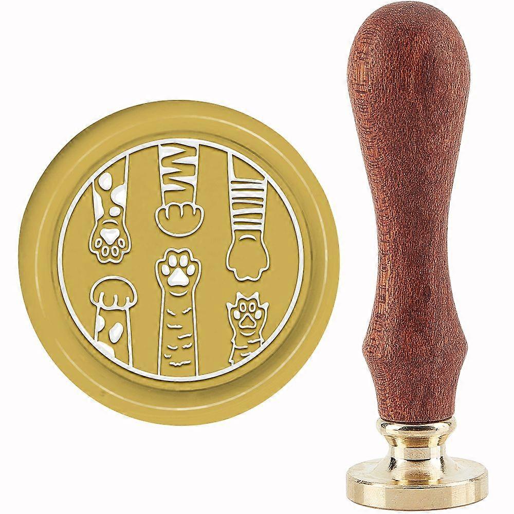 Brass Wax Seal Stamp with Handle for DIY Scrapbooking Paw Print 89x30mm
