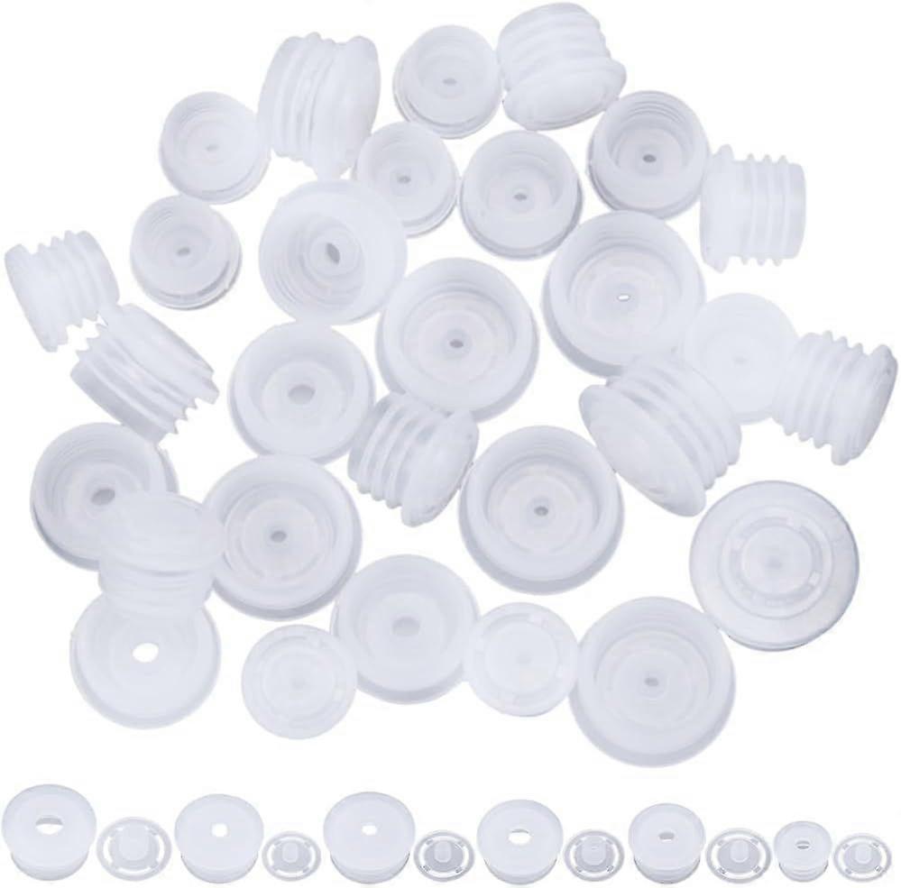 120PCS 6 Sizes 11/12/13/16/17mm Plastic Salt and Pepper Shaker Stoppers with Holes Reusable White Replacement Plug Insert Bottle Inner Plugs for Cosme