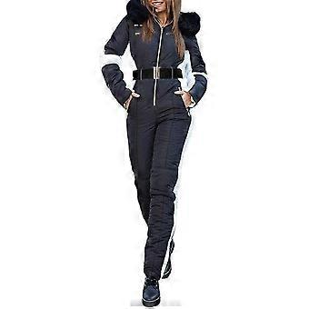 Vrouwen Winter Waterdichte Ski Snowboard Sport Wear Suit Hooded Foxs Fur Jumpsuit