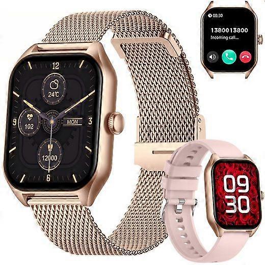 H40 1.85'' Smart Watch in Gold Pink, Call Function, Vibrating Notifications