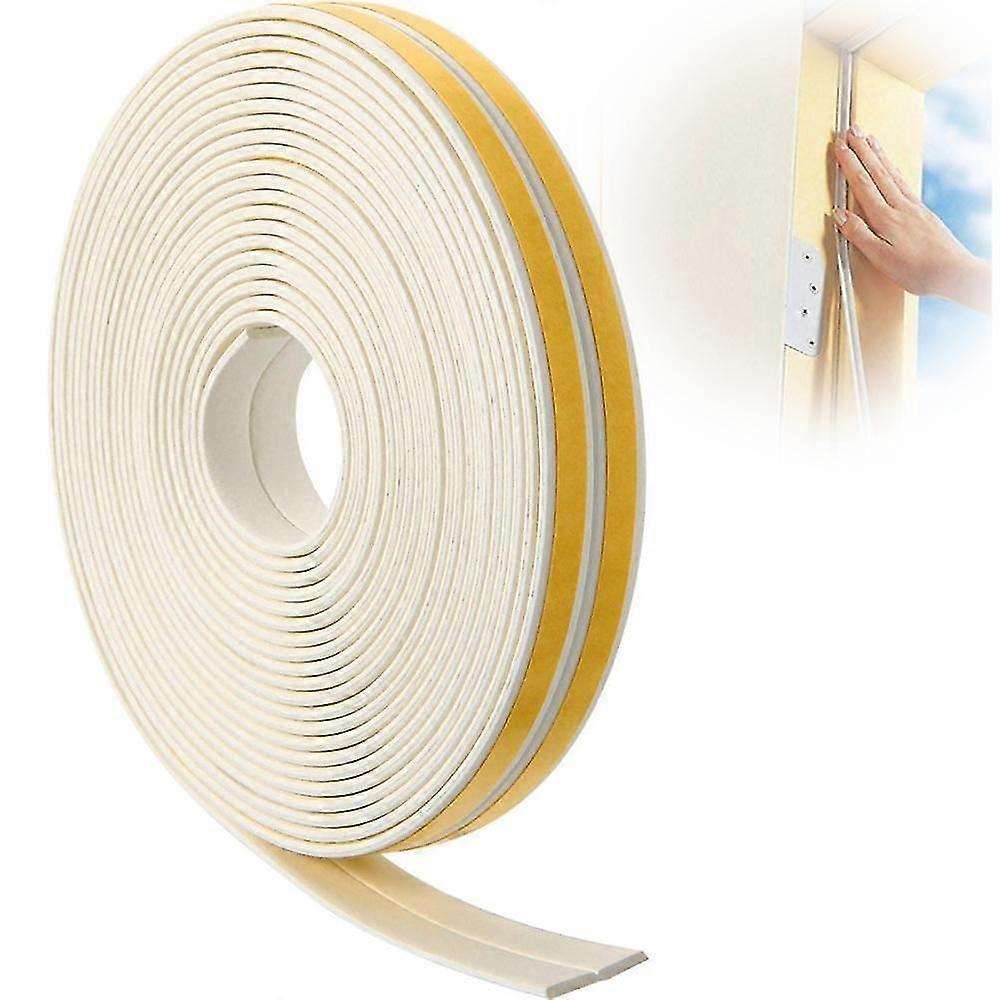 12m Seal Strip Foam Tape Seal Strip Door Window Draft Exclusion Epdm Tape Self Adhesive Seal Strip For Blades Wind Noise Proof (white)