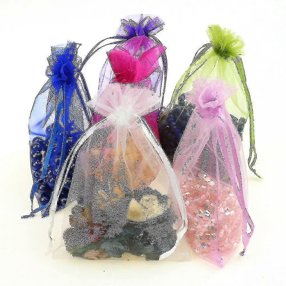 Solid Color Yarn Bag Bundle Mouth Gift Candy Bag Cosmetics Trial Packaging Bag (mixed Color Packaging 100pcs)
