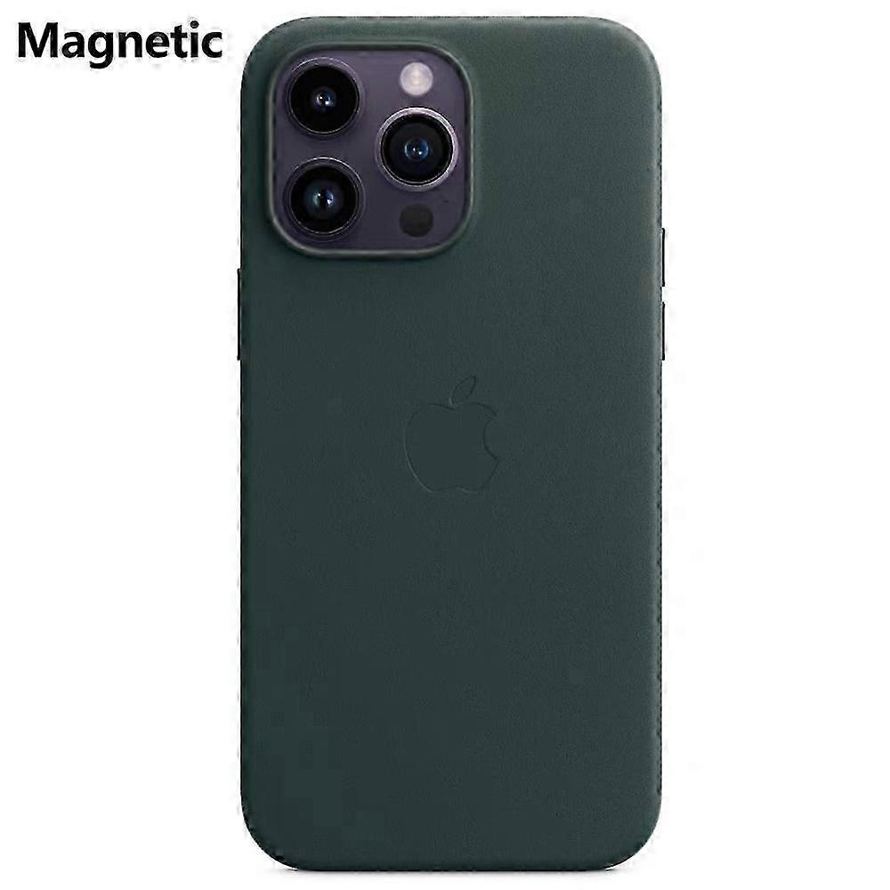 For iPhone 14 Pro Max Case Compatible with MagSafe PU PC Phone Back Cover with Logo -