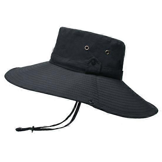 Men Sun Hat Wide Brim Breathable Mesh Drawstring Packable Windproof Sun Protection Quick Drying