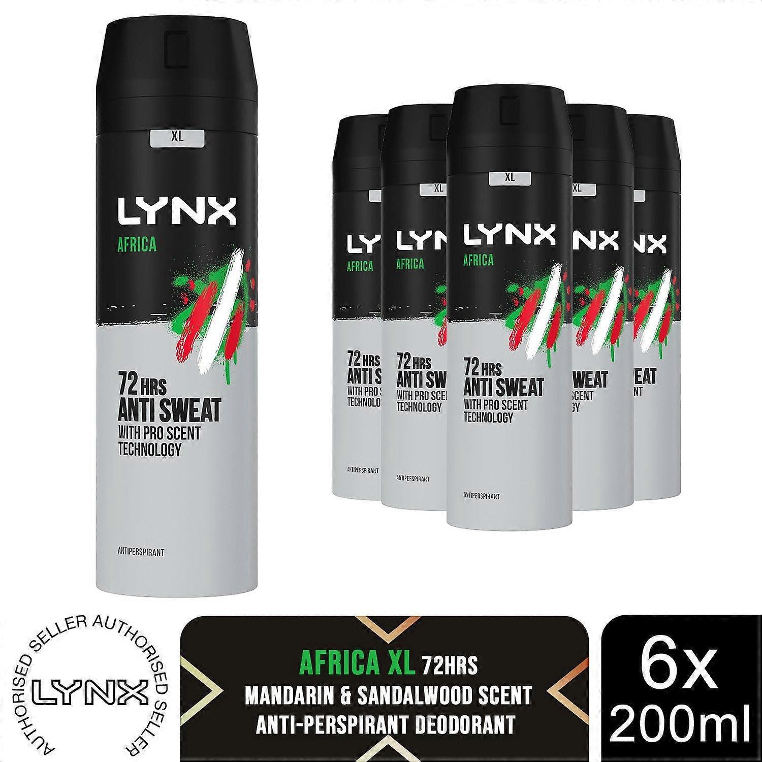 Lynx Men's Antiperspirant Africa The G.o.a.t. Of Fragrance Deodorant 200Ml, 6 Pack Regular