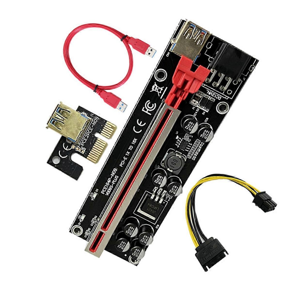 VER009S Plus PCI-E Riser Card 009S Plus PCIE X1-X16 4Pin 6Pin Power USB ...