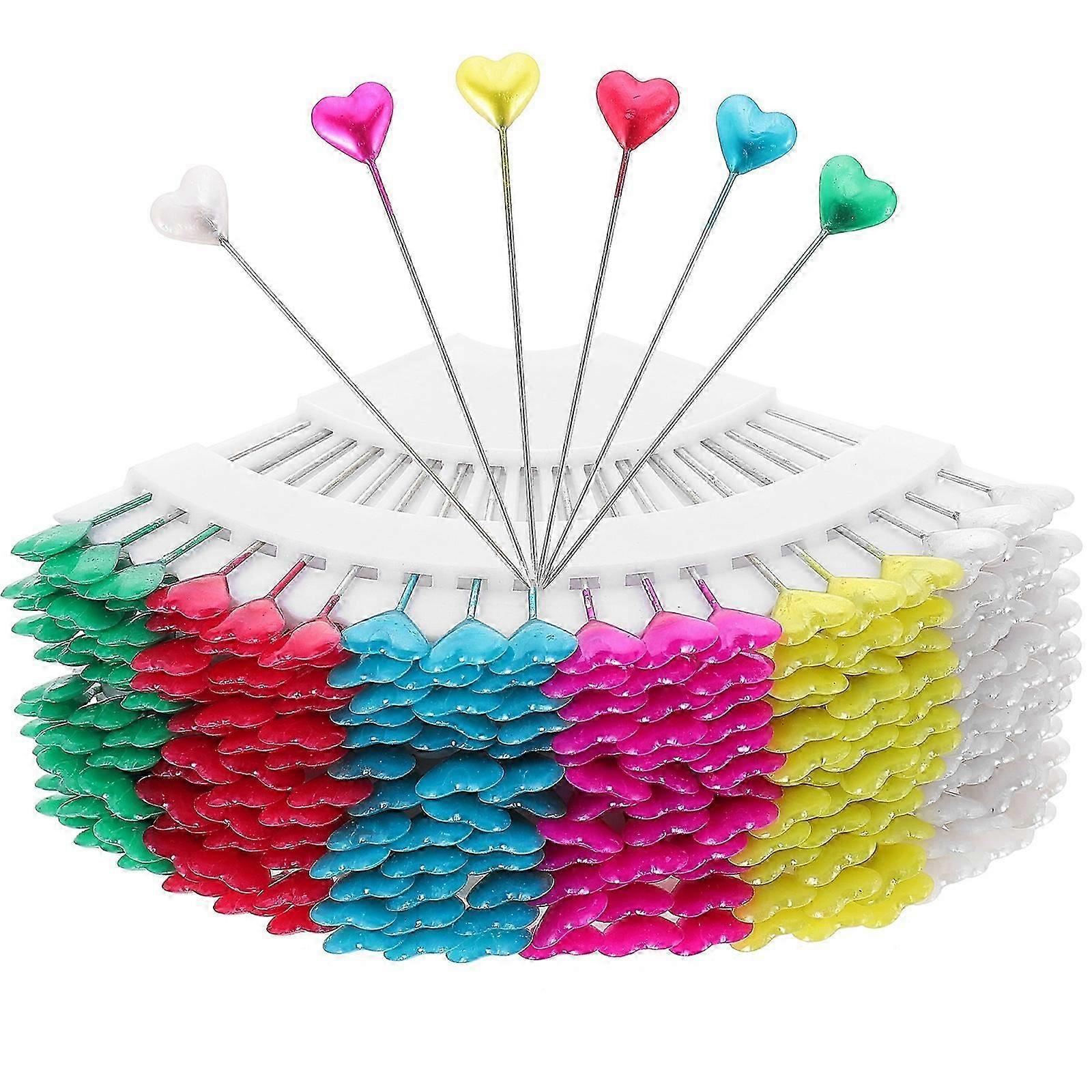 216pcs Sewing Pins with Heart Shape Heads Straight Quilting Pins Cross-stitch Head Pin