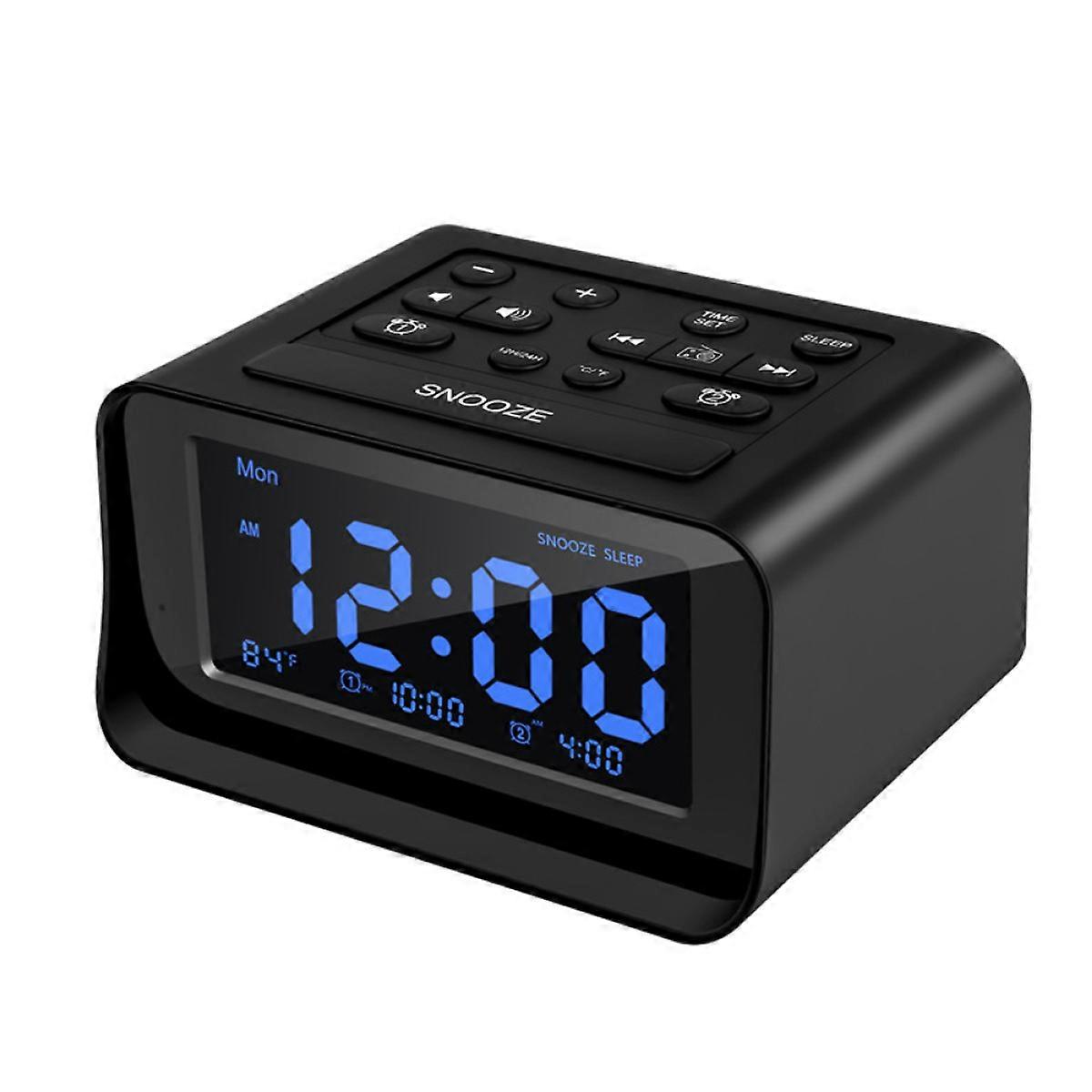 Digital Harmony, Dual Alarm Clock with FM Radio, Adjustable Brightness, Sleep Sound Machines, Battery Backup, Charging Port, Night Light,