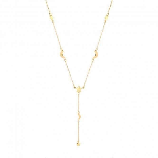 Acotis Silver Necklace Yel Gold Plated Moon&Star G3375GP