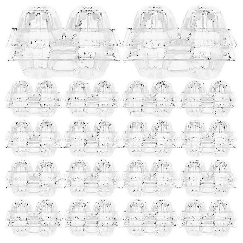 100 stks Eierdozen 2-slots Eierpakketdoos Doorzichtig Eiercontainer Kip Ei Tray Karton