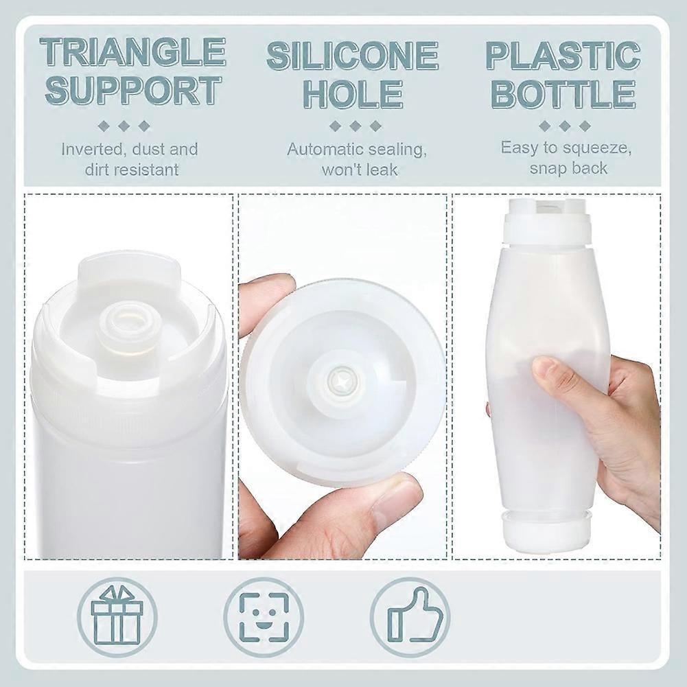6 Pcs 16 Oz Inverted Plastic Squeeze Bottles, Refillable Tip Large Valve Dispenser Condiment Squeeze