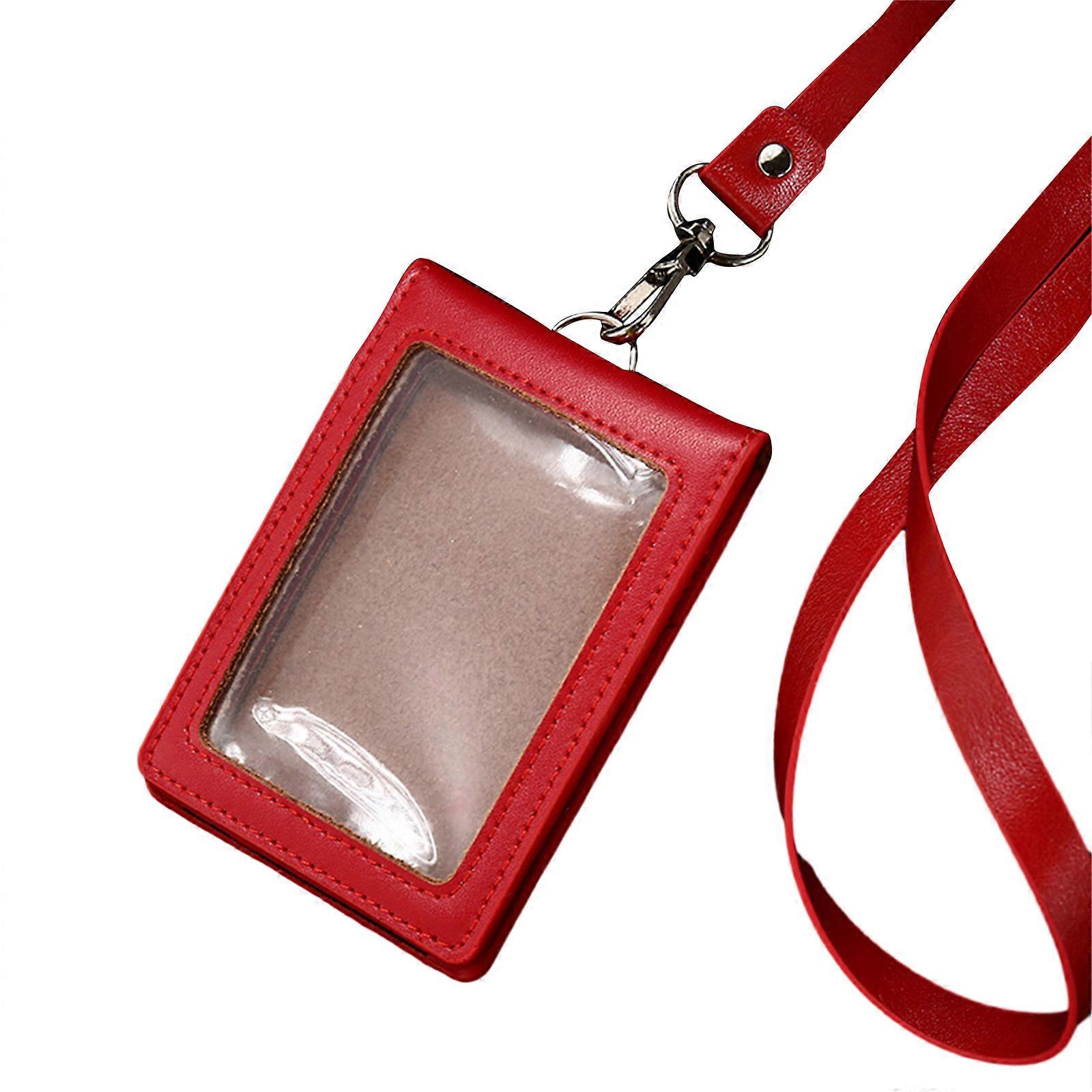 Badge Holder with Clear ID Window Credit Card Slot and Lanyard Convenient for Work and School