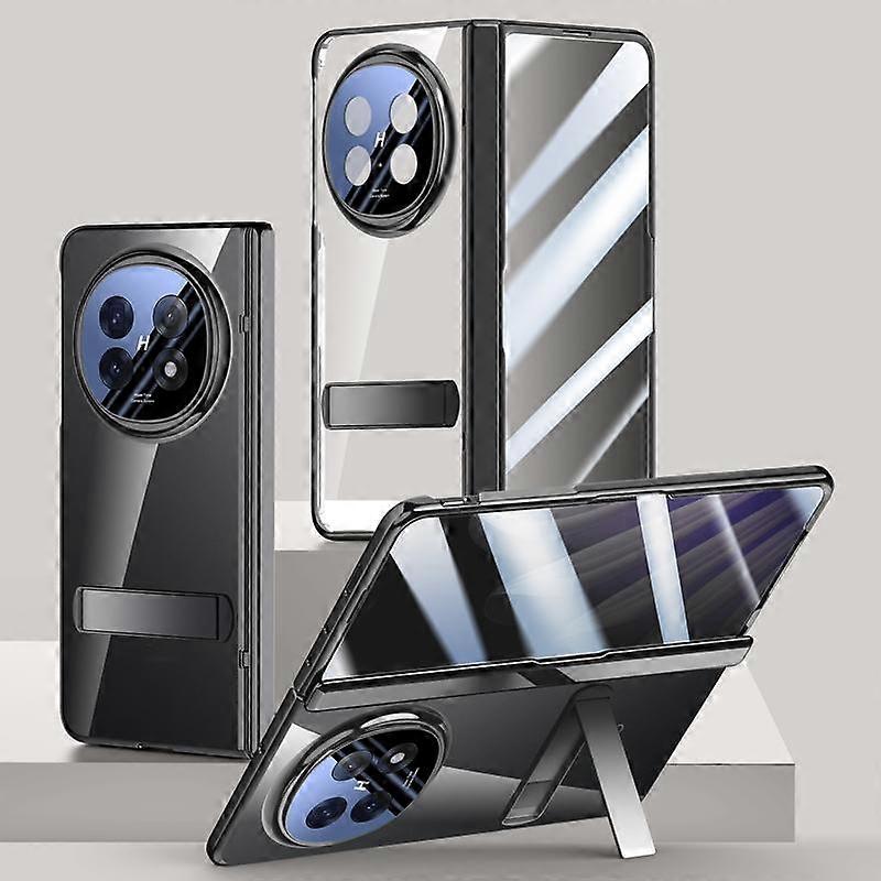 Integrated Privacy Transparent Electroplating Axis Hinge Fold Holder Phone Case