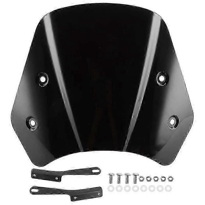 CON Universal Motorcycle Windshield Wind Deflector Screen With Mounting Bracket For 5-7in Retro Motorbike