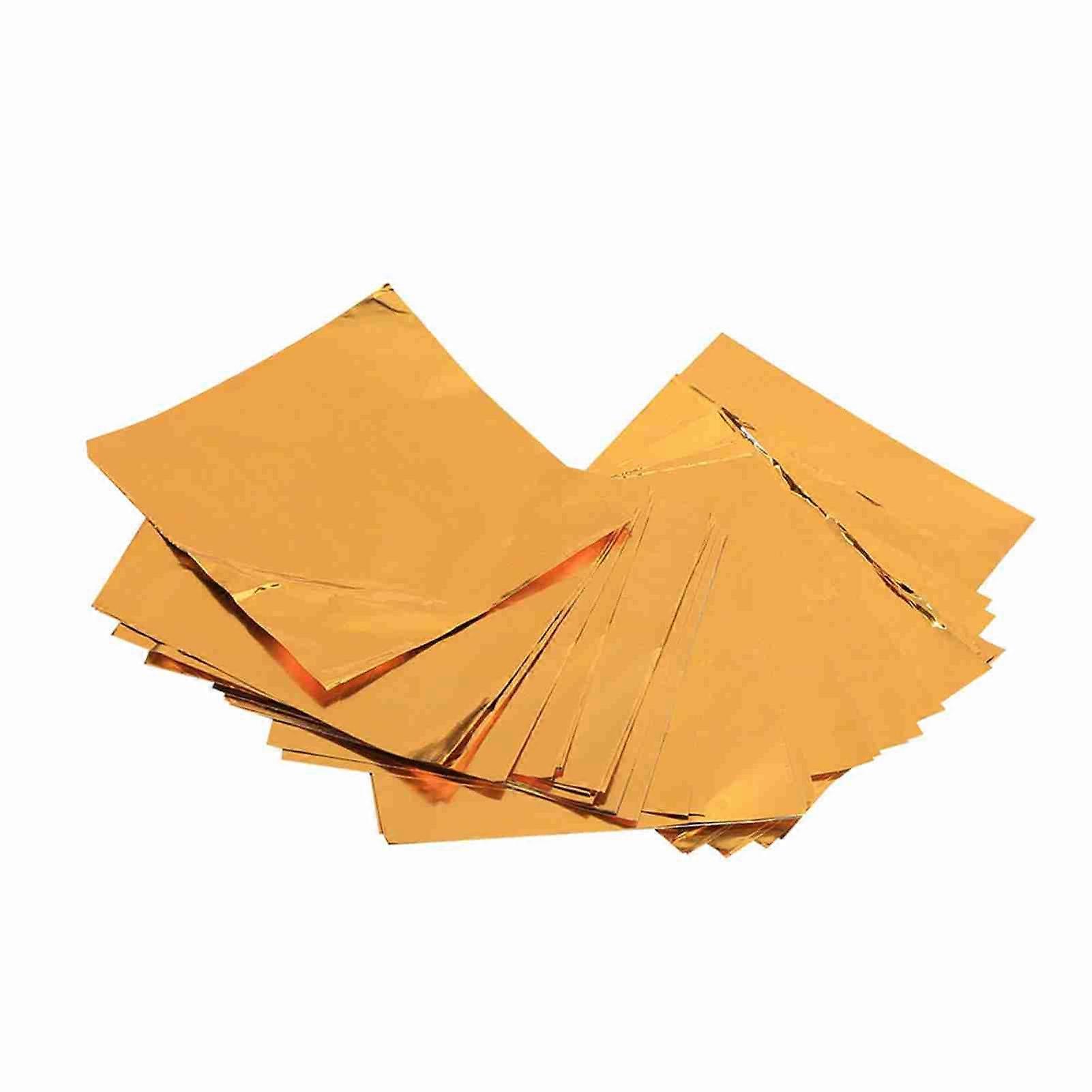 Lot de 100 emballages carrés en aluminium pour bonbons, chocolats et sucettes, 7,6 x 7,6 cm, dorés
