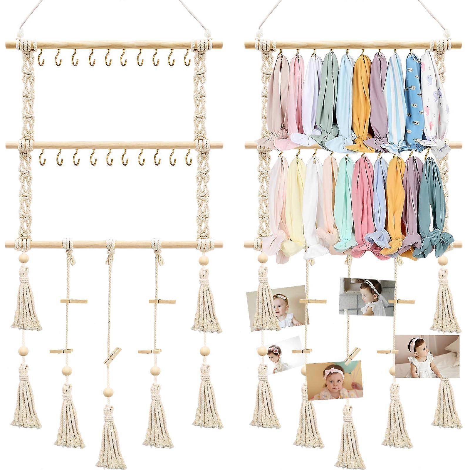 Bohemian style headband display – hooks 20 with wooden clips