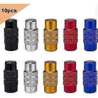 10Pcs Premium Valve Caps, Aluminum Alloy Tire Valve Stem Cap, Knurled Tire Valve Dust Cover, Universal Valve Dust Caps (5 Colors)