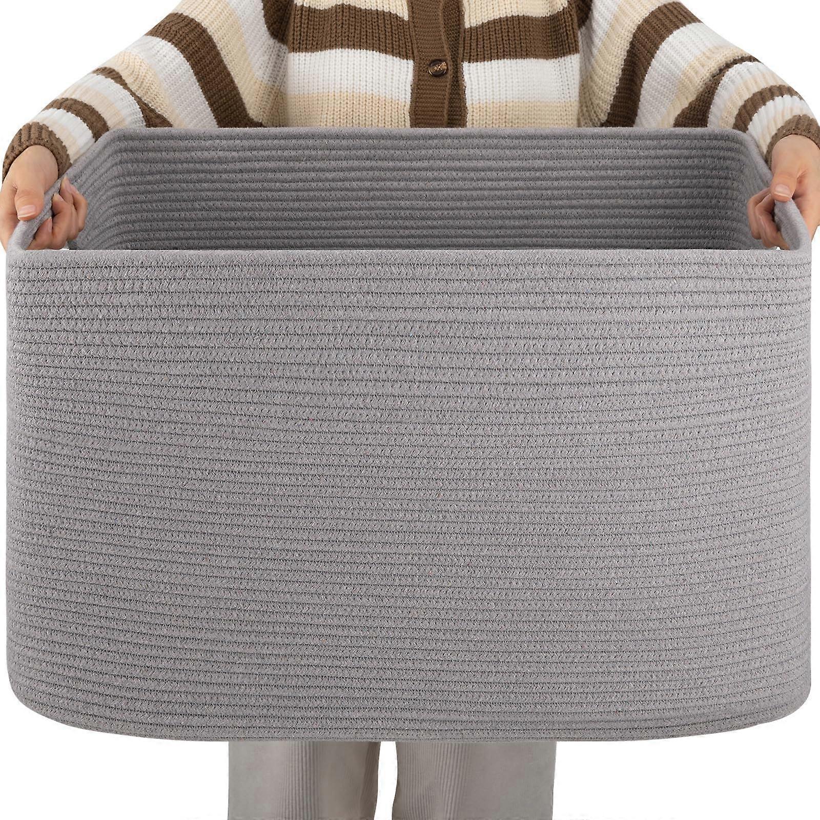 Extra Large Rectangular Blanket Basket for Living Room Storage, Toy Dimensions: 24" x 16" x 15"