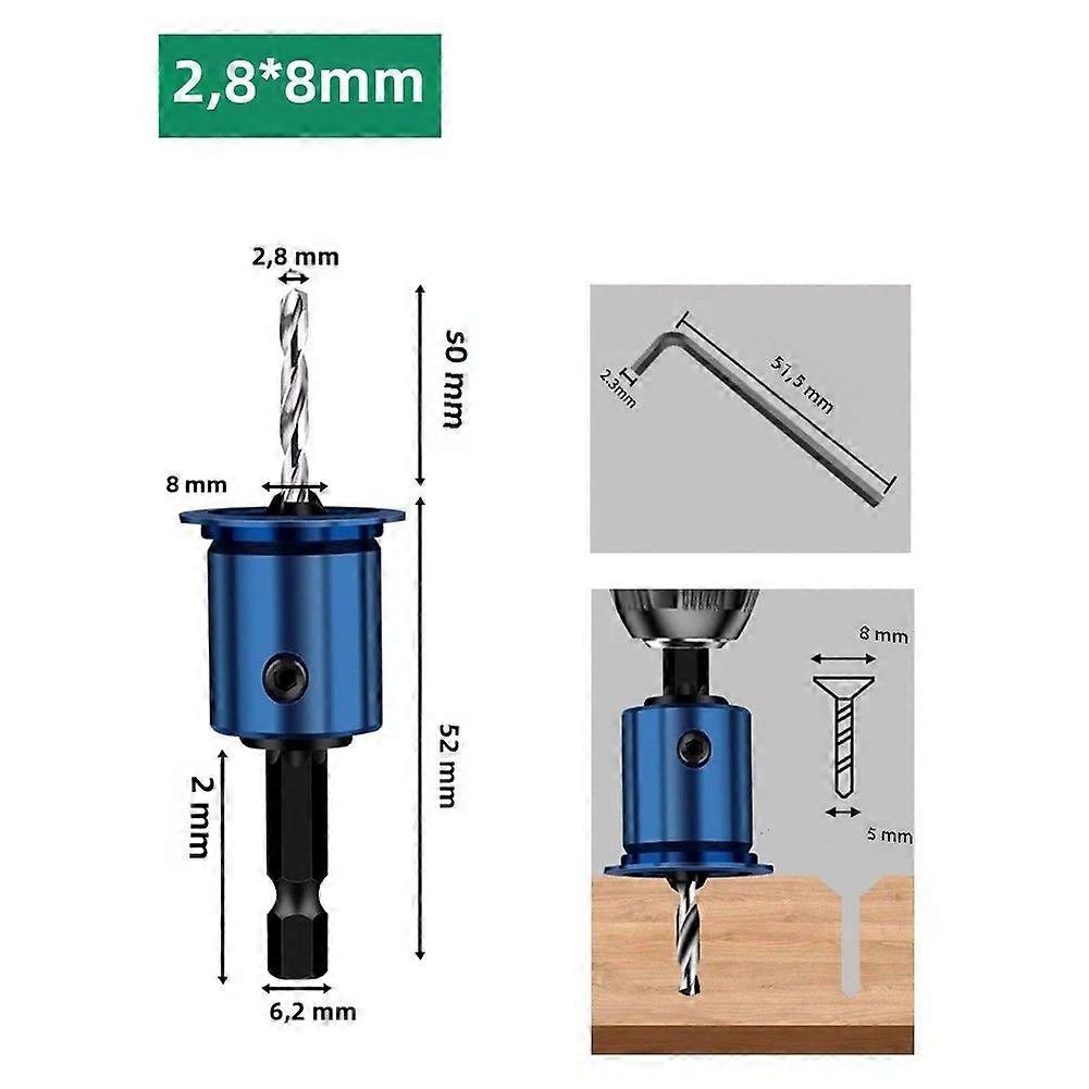 8mm Shank Woodworking Drill Bit Countersink and Core Limiter Tool Suitable for Drilling and Counterbore in Wood
