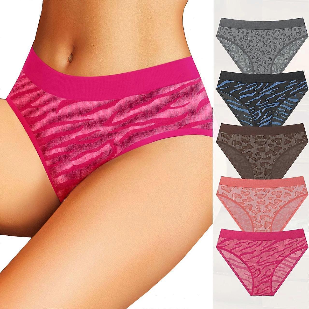 Regular Size Underwaer, 5PCS Print Women's Underwear Sexy and Breathable Multi-Color Special for Breifs Summer New Products, Single Item Multi - pack