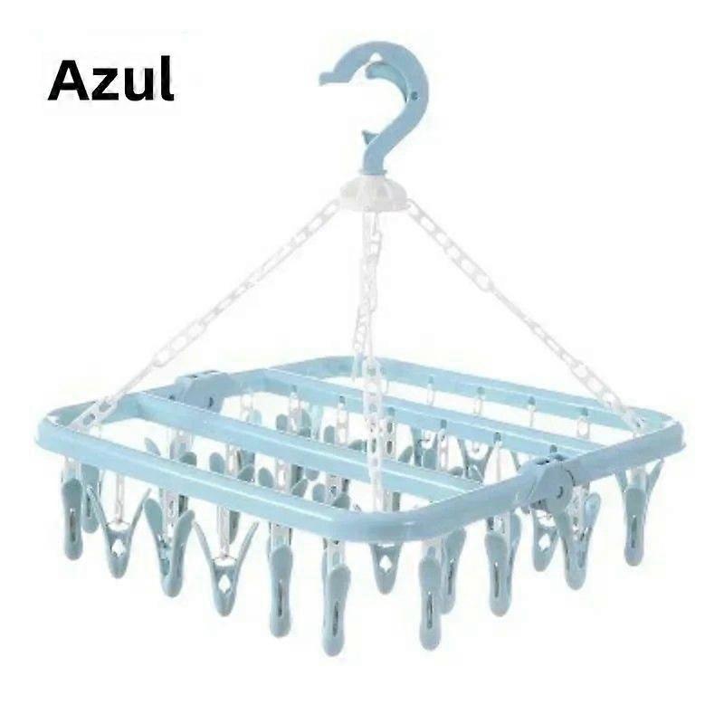 Portable Drying Rack for Clothes and Socks, 32 Clips, Foldable, Windproof, Home Laundry Organizer
