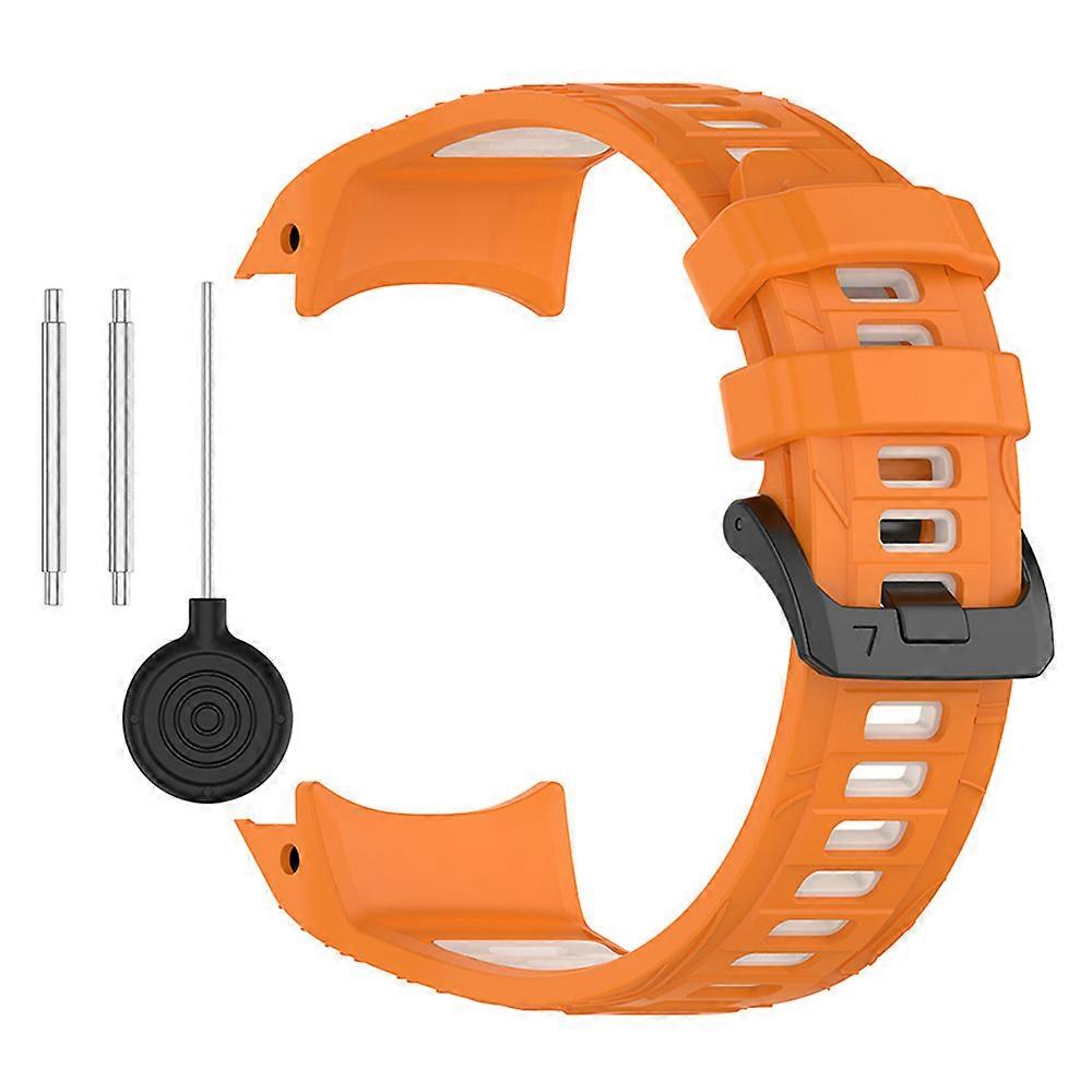 Bi-Color Silicone Watch Strap Sports Watch Bands Accessories for Garmin Instinct3 45mm (Orange Starlight)