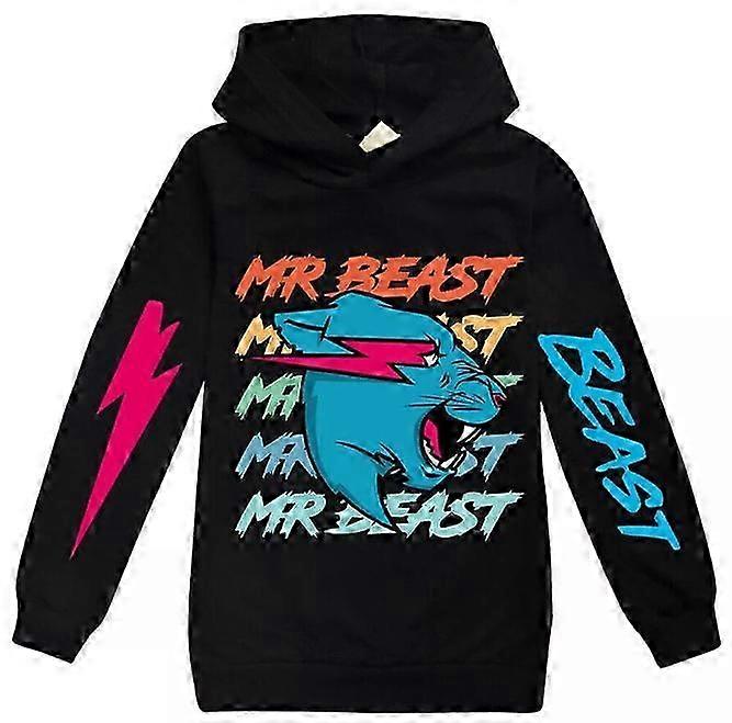 Moletom com Capuz para Crianças e Meninas Mr Beast Print Casual Sweatshirt com Capuz