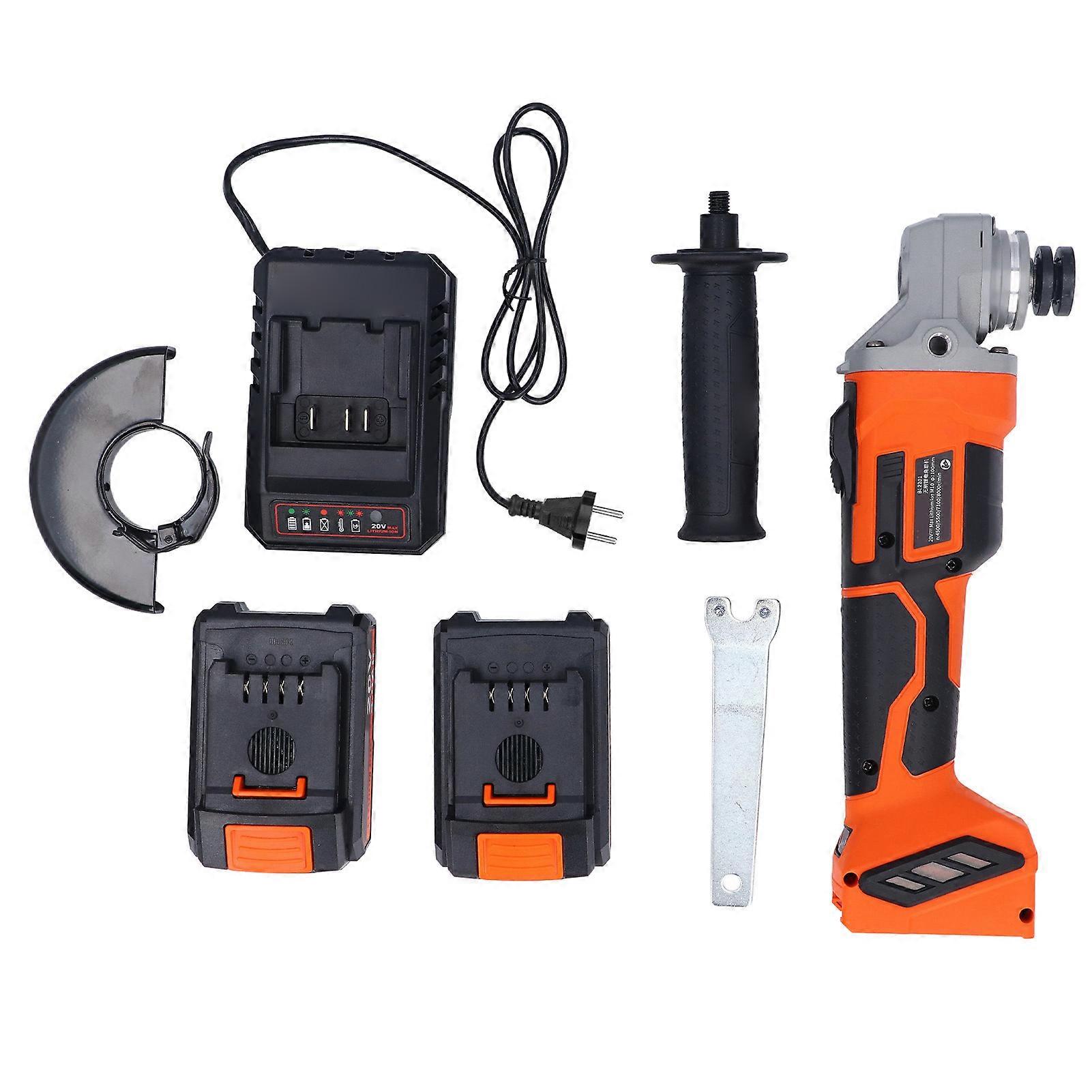4 Inch Cordless Angle with 2 Battery Brushless Grinder Power Tool Non Locking Paddle Switch 3 Position Side Handle