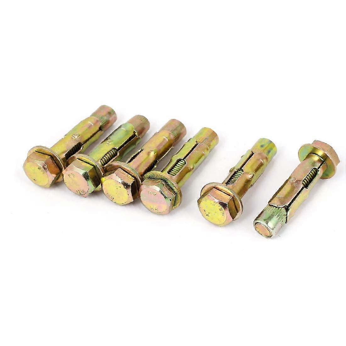 M10x55mm Yellow Zinc Plated Hex Head Expansion Bolts Sleeve Anchor Screws Set of 6, Multiple Color Options Available