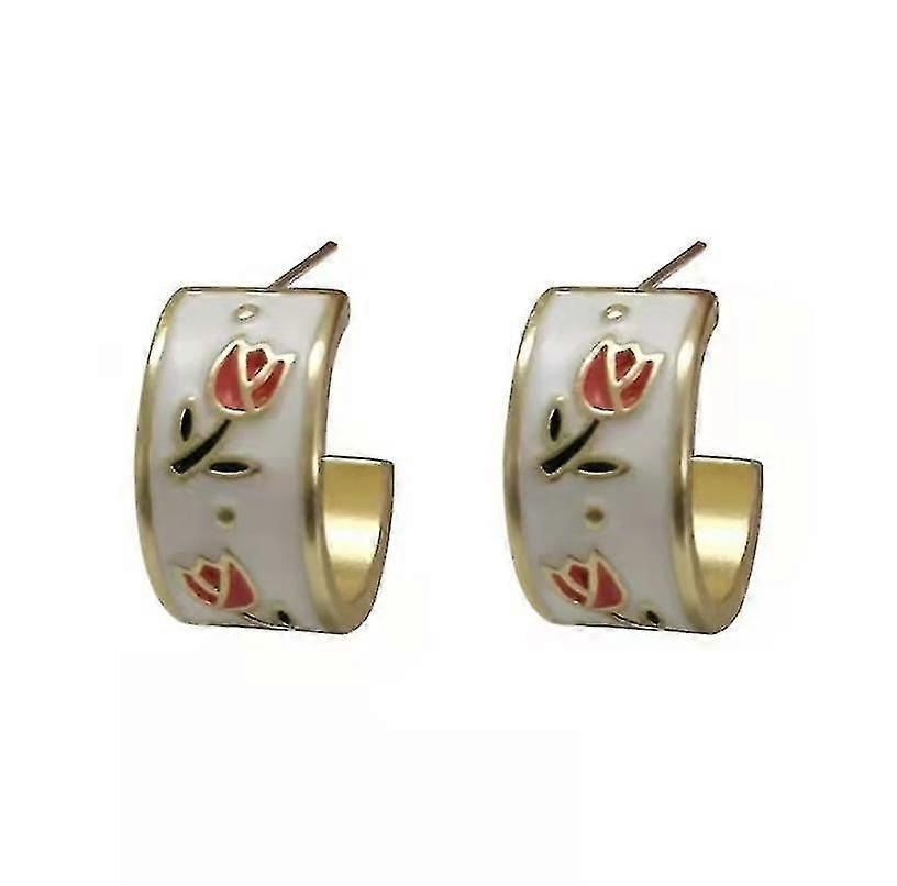 (white)tulip Flower Stud Earrings