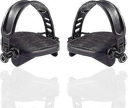 1 Pair of Exercise Bike Pedals with Non-Slip Stationary Bike Straps