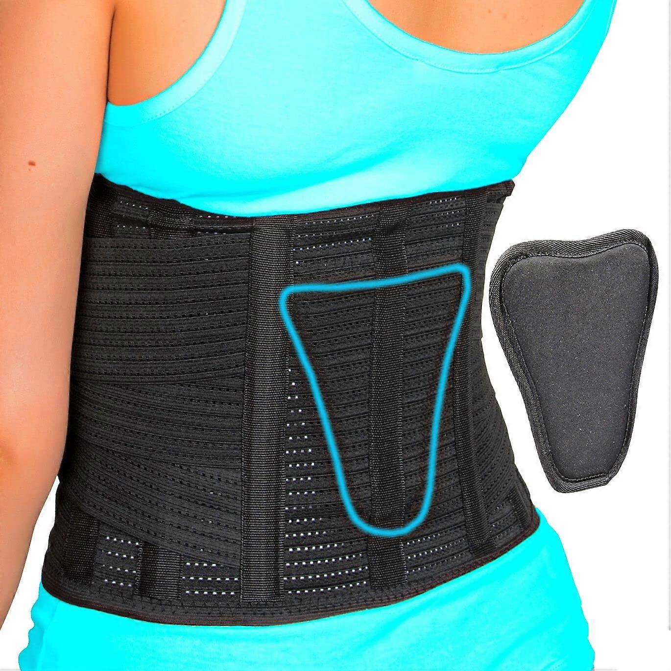 Back Brace for Lower Back Pain Relief - Adjustable 6 Ribs Support Belt with Lumbar Pad for Herniated Disc, 32-39" Waist Size