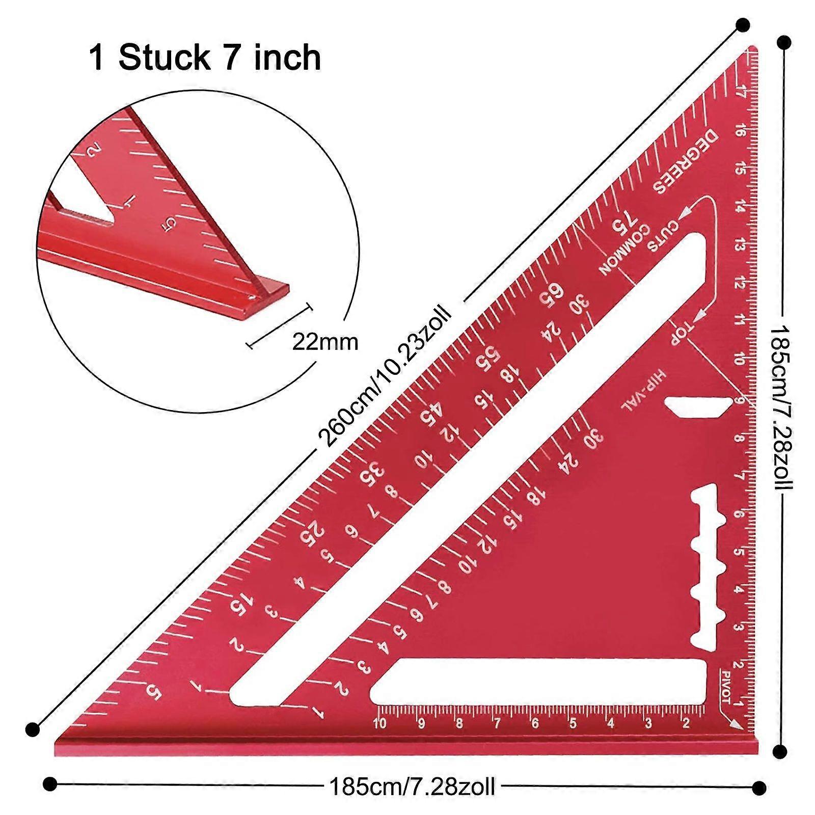 Red 7-inch metric carpenter's ruler