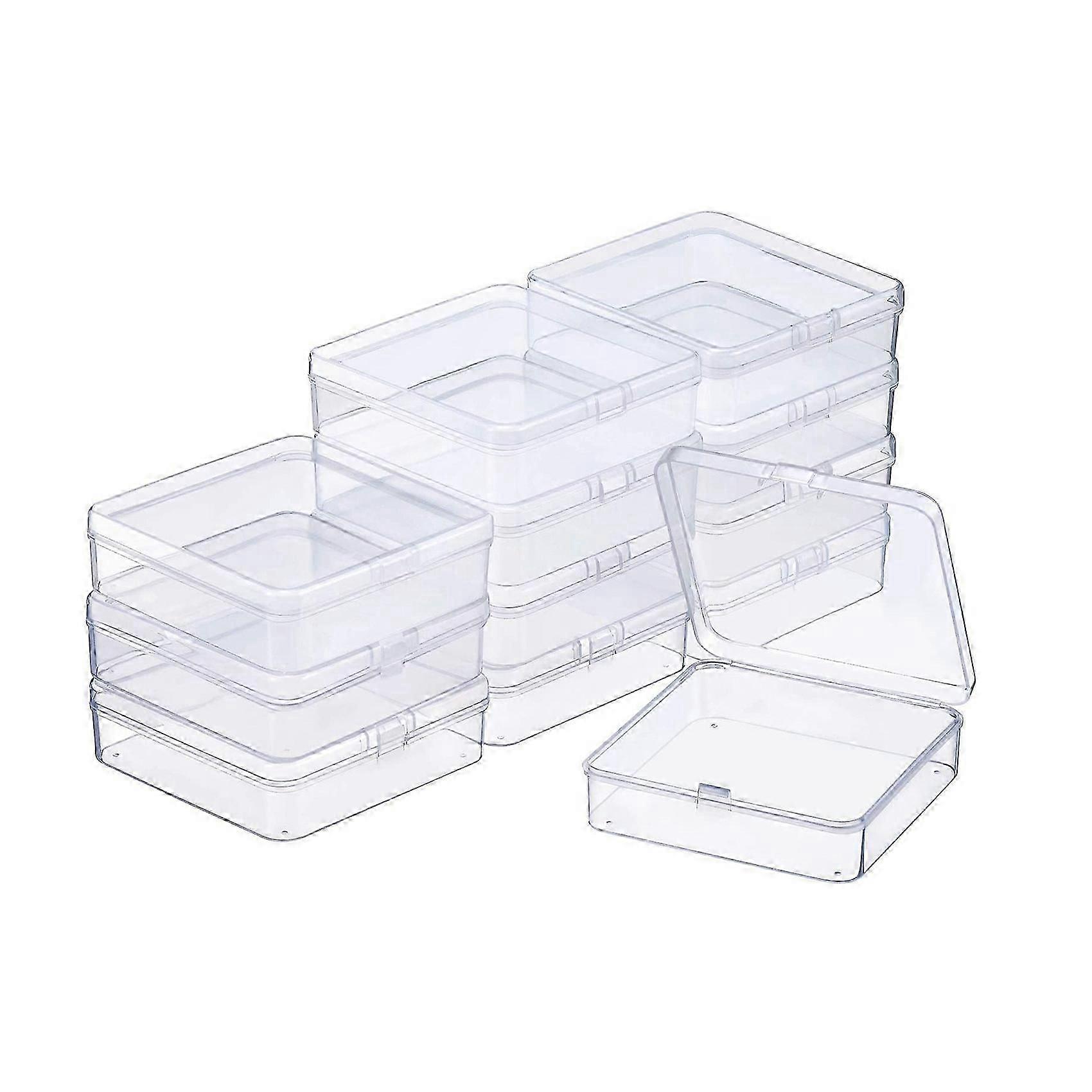 12 Pack Clear Plastic Beads Storage Containers Box with Hinged Lid for Beads and More (3.70 x 3.70