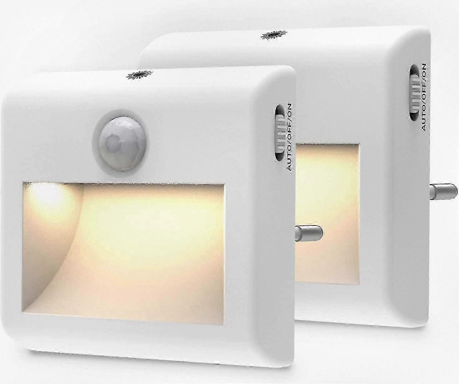2 Pack Motion Sensor Night Light for Electrical Outlets - Dimmable Motion Activated Night Lamp for Home Use